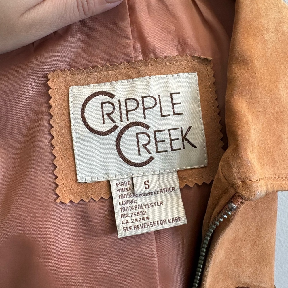 Women's Tan Fringe Leather Jacket - Picture 7 of 7